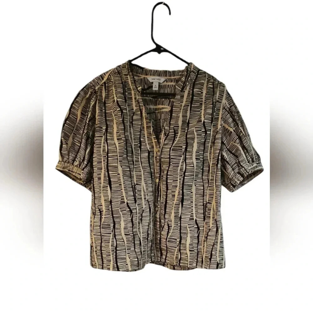 Nine West - NEW Puff Sleeve Button Down Blouse​​​​​ - Picture 2 of 7